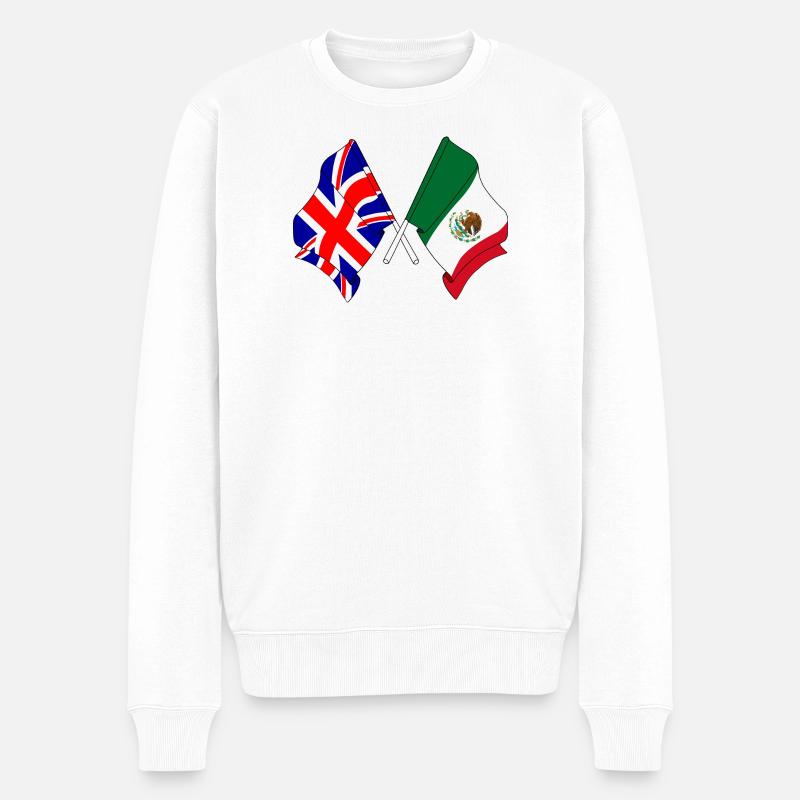 Drapeau de l’Angleterre, drapeau du Mexique - Pull Premium bio Homme - blanc