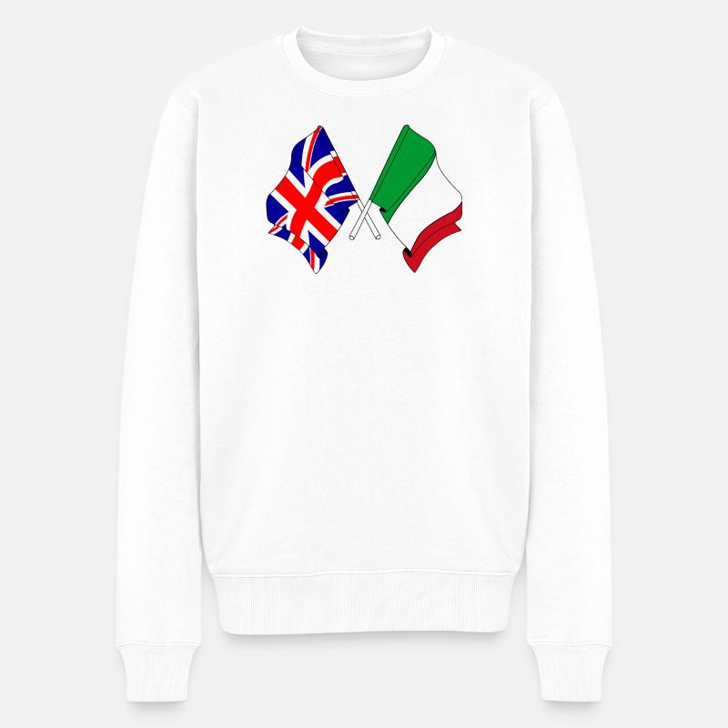 Drapeau Angleterre, drapeau Italie - Pull Premium bio Homme - blanc