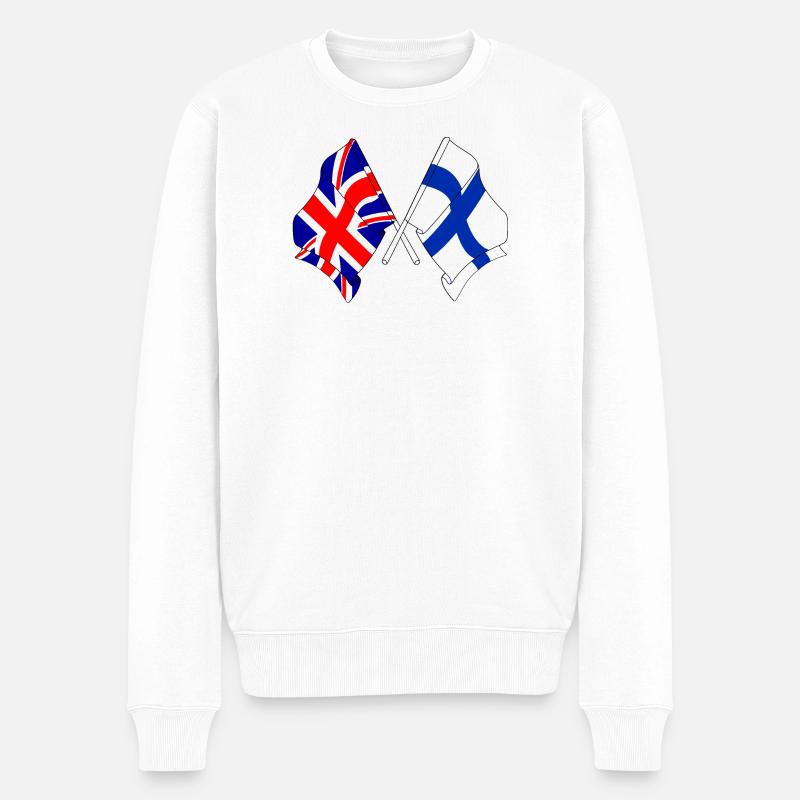 Flagge England, Flagge Finnland - Männer Premium Bio Pullover - Weiß