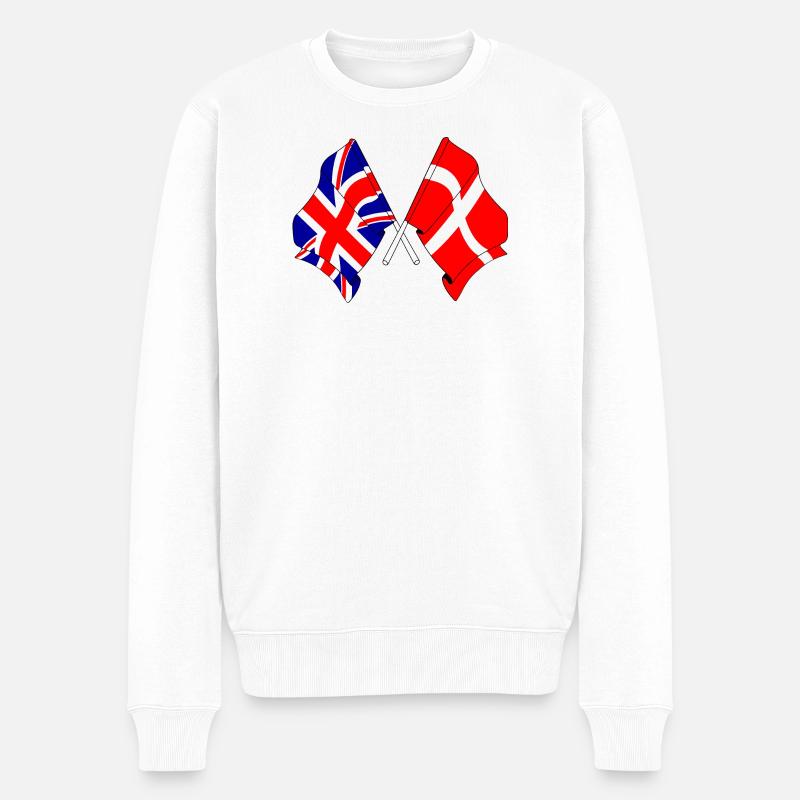 Drapeau de l’Angleterre, drapeau du Danemark - Pull Premium bio Homme - blanc