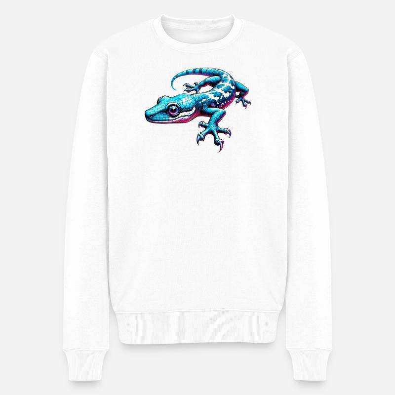 Gecko - Männer Premium Bio Pullover - Weiß