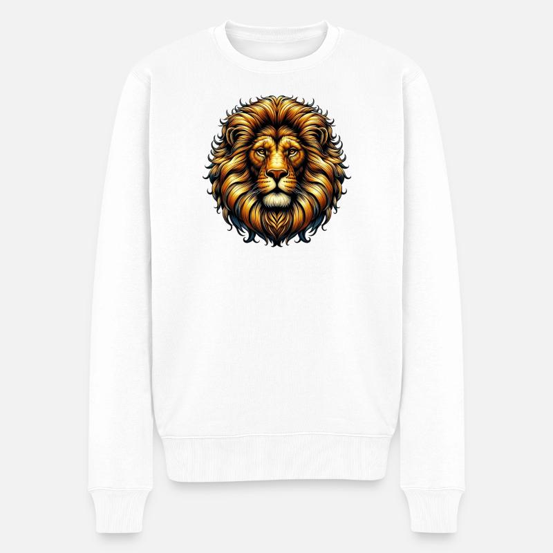 Löwe - Männer Premium Bio Pullover - Weiß