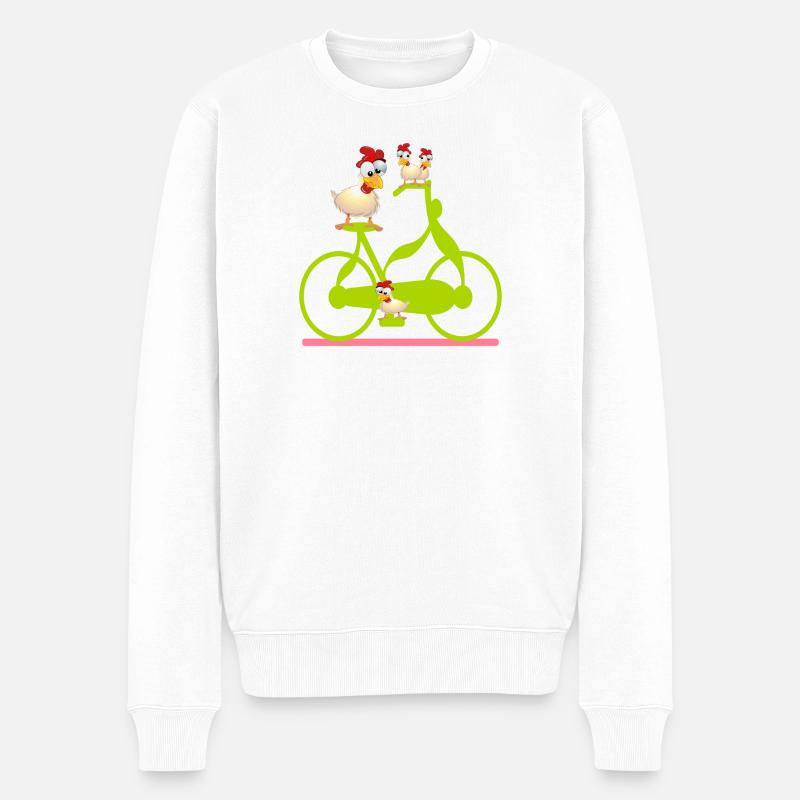 HÜHNERSTALL HÜHNER - FAHRRAD - Männer Premium Bio Pullover - Weiß