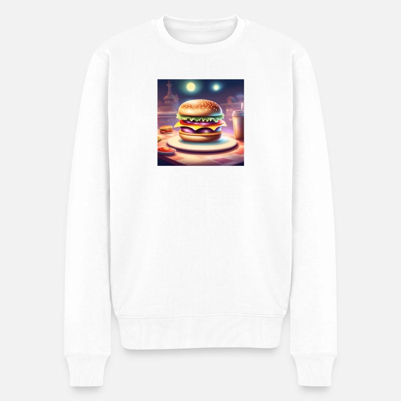 burger, hamburger, fast food - Pull Premium bio Homme - blanc