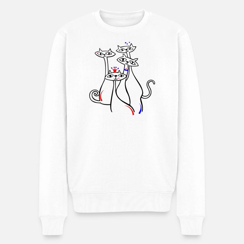Katzen in Pose - Männer Premium Bio Pullover - Weiß