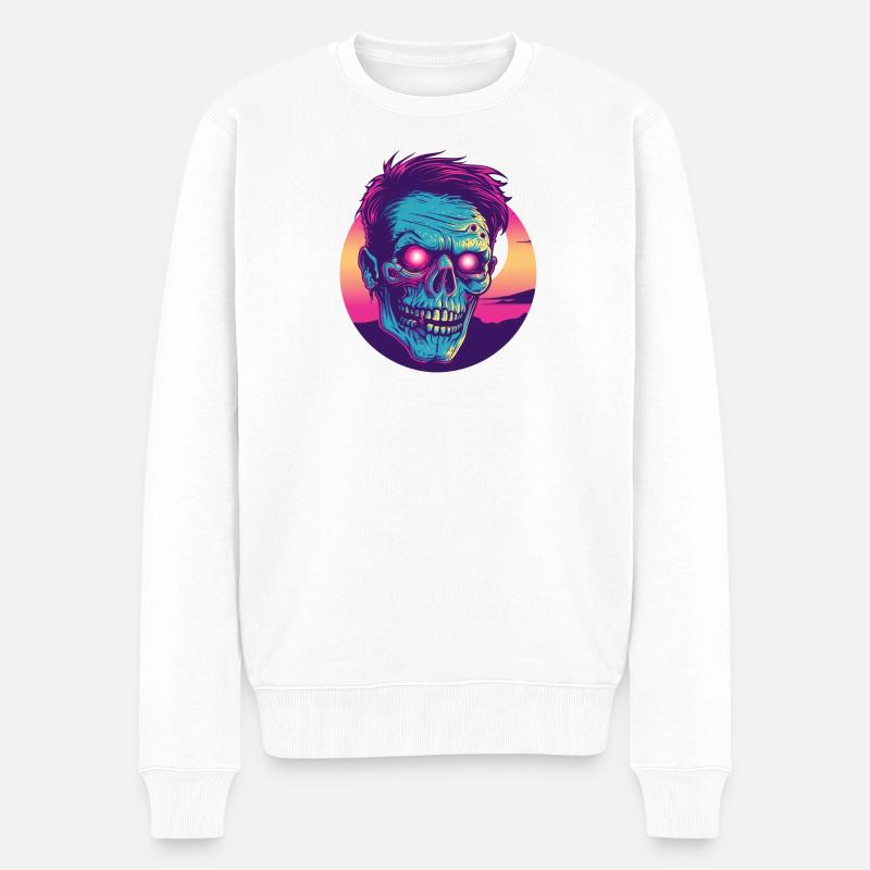 Zombie-Synthwave 2 - Männer Premium Bio Pullover - Weiß