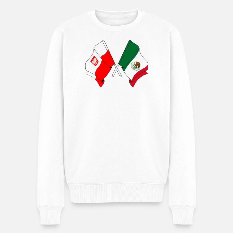 Flagge Polen, Flagge Mexiko - Männer Premium Bio Pullover - Weiß