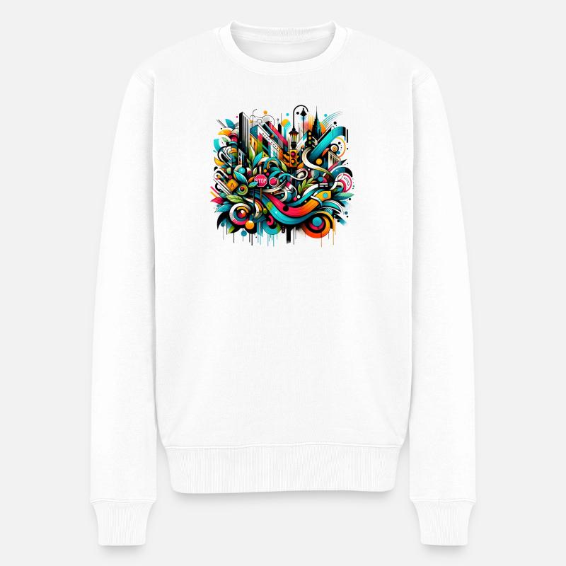 dynamische Graffiti-Illustration Urban Art - Männer Premium Bio Pullover - Weiß