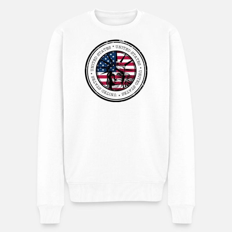 Freiheitsflaggen-Kreis - Männer Premium Bio Pullover - Weiß