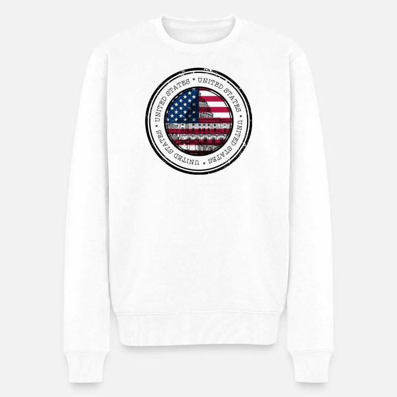 Drapeau du Capitole Cercle Emblème - Pull Premium bio Homme - blanc