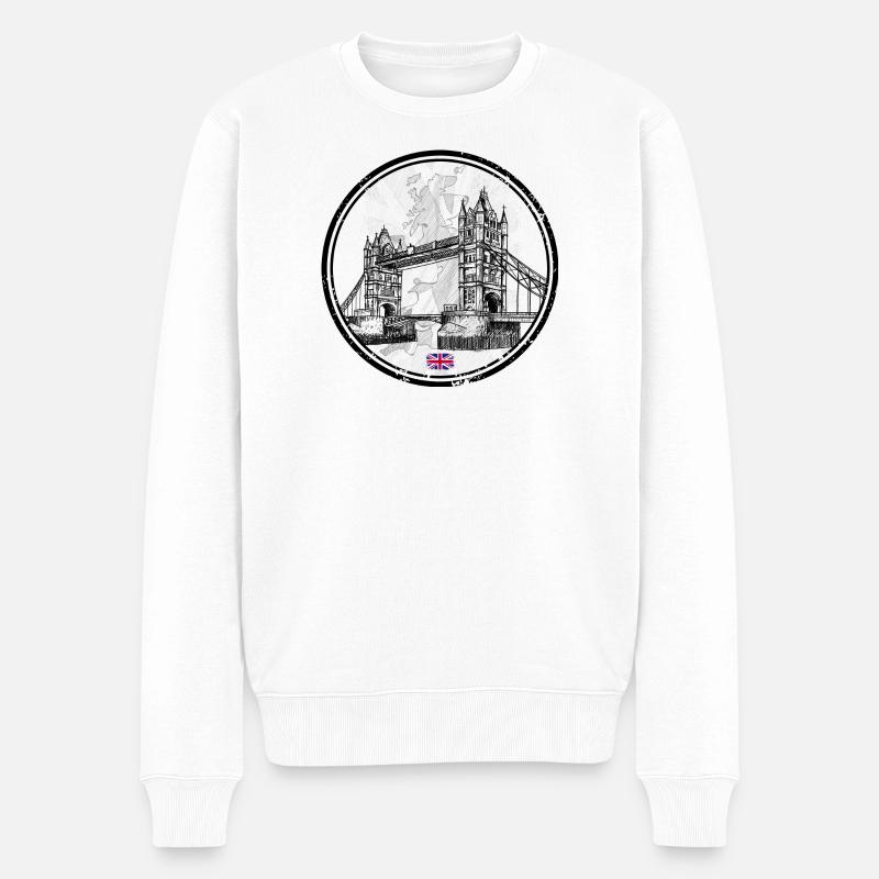 Londoner Brücke - Männer Premium Bio Pullover - Weiß
