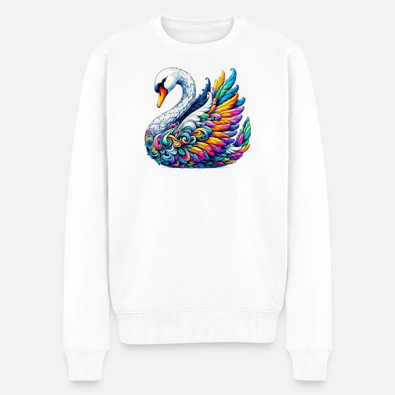 Schwan - Männer Premium Bio Pullover - Weiß