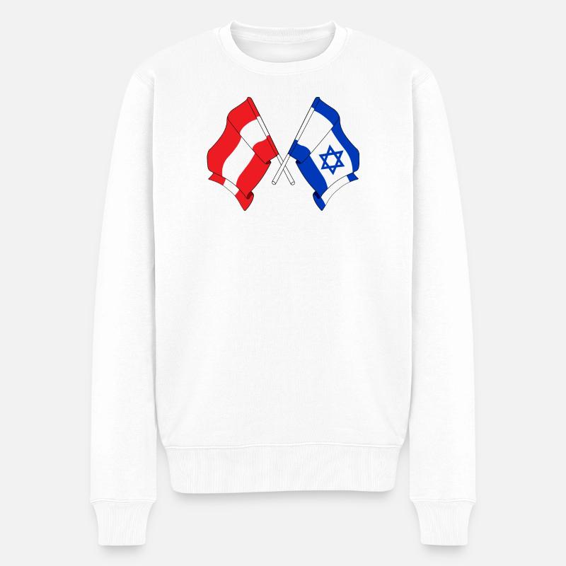 Drapeau Autriche, drapeau Israël - Pull Premium bio Homme - blanc