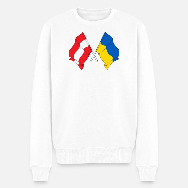 Drapeau Autriche drapeau Ukraine - Pull Premium bio Homme - blanc