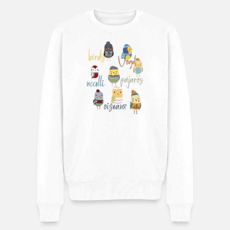 Kinderillustration von Vögeln in Karikatur - Männer Premium Bio Pullover - Weiß