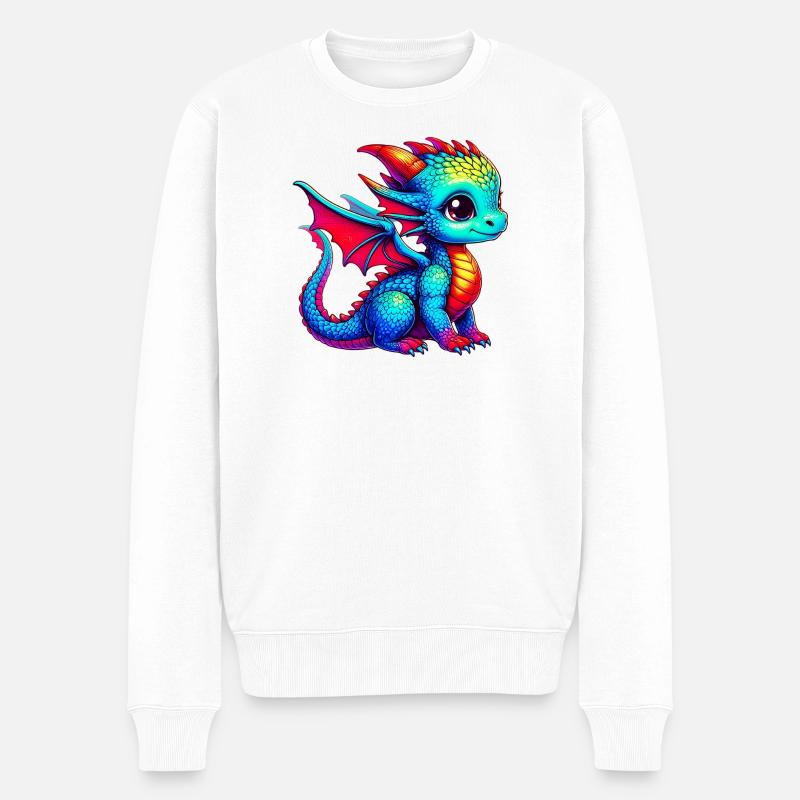 Drache - Männer Premium Bio Pullover - Weiß