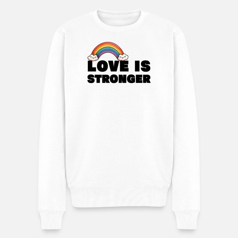 Liebe ist stärker. LGBT - Männer Premium Bio Pullover - Weiß