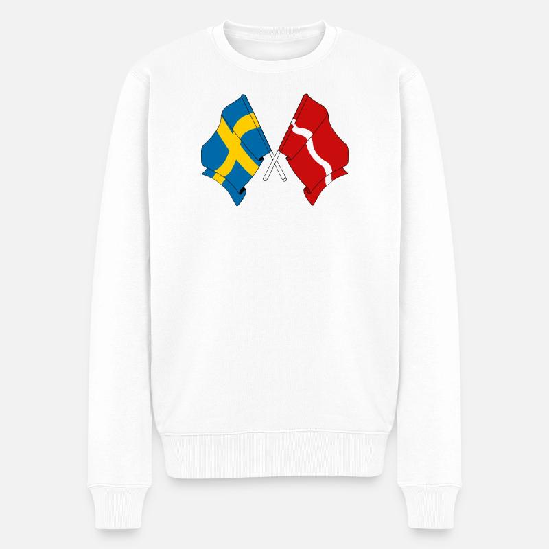 Schweden-Flagge, Lettland-Flagge - Männer Premium Bio Pullover - Weiß