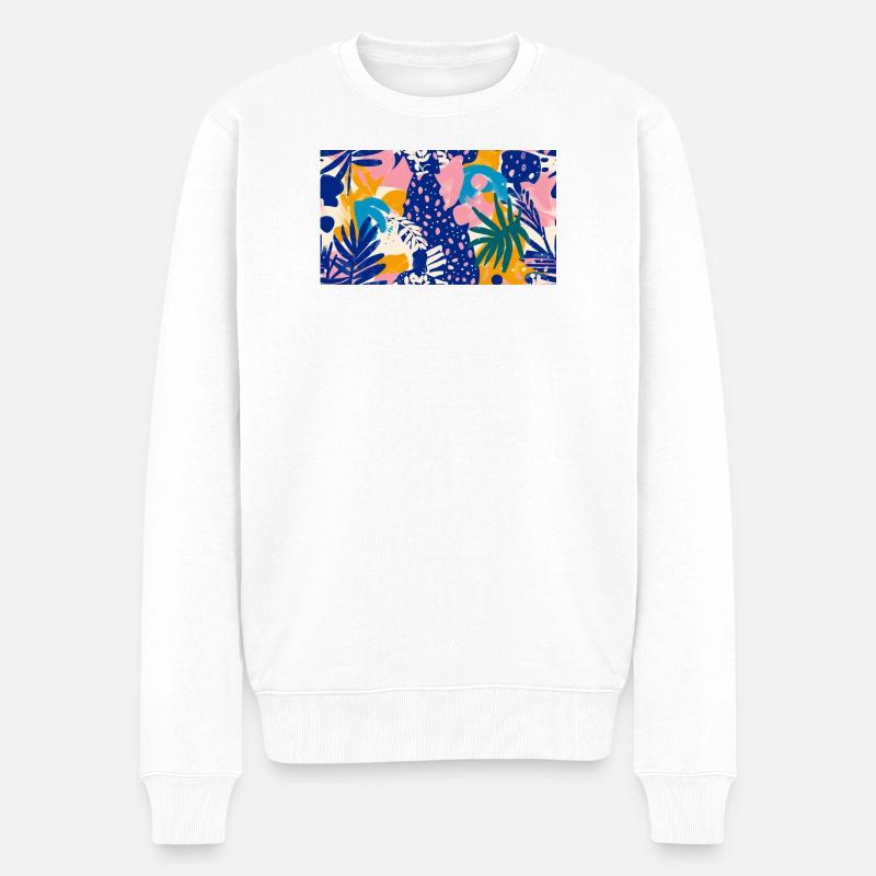 Motif abstrait tropical - Pull Premium bio Homme - blanc
