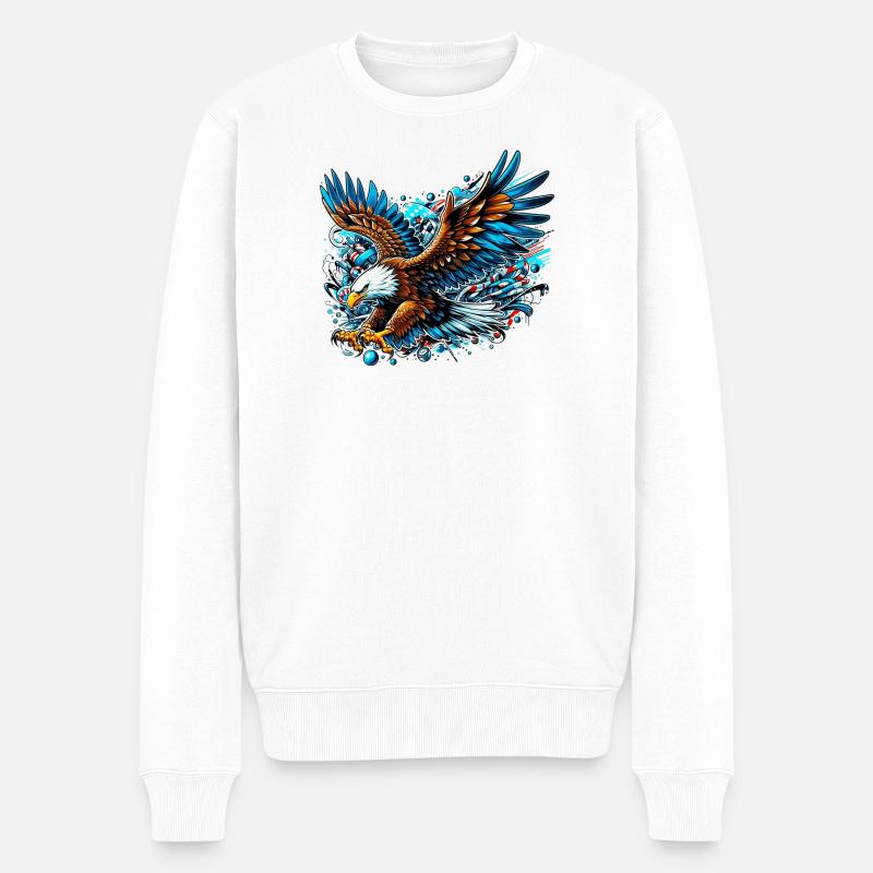 Adler - Männer Premium Bio Pullover - Weiß