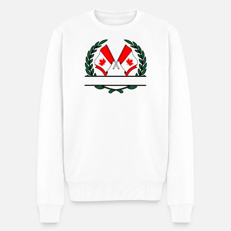 Flaggen Kanada Lorbeerkranz-Banner - Männer Premium Bio Pullover - Weiß