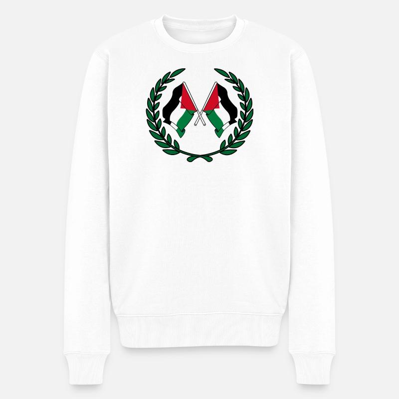 Drapeaux palestiniens en couronne de laurier - Pull Premium bio Homme - blanc