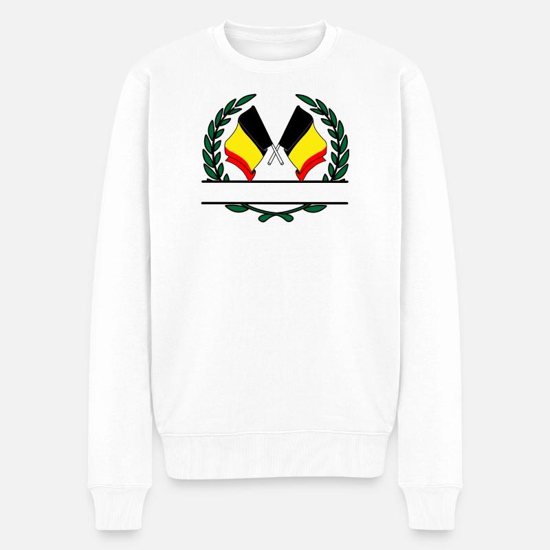 Fahnen Belgien Lorbeerkranz Banner - Männer Premium Bio Pullover - Weiß
