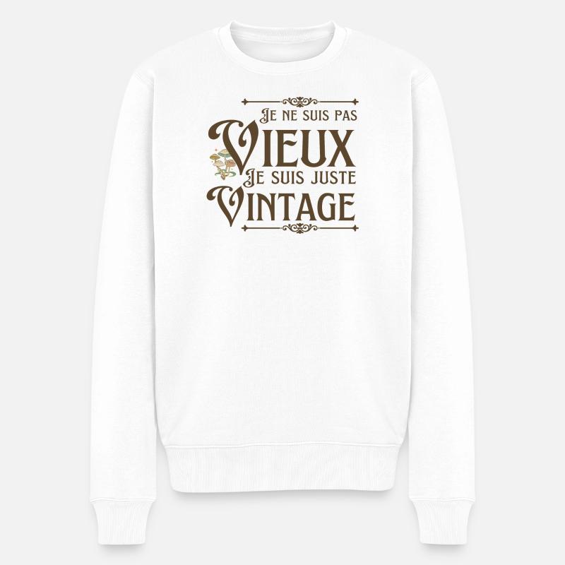 Ich bin nicht alt, ich bin nur Vintage - Männer Premium Bio Pullover - Weiß