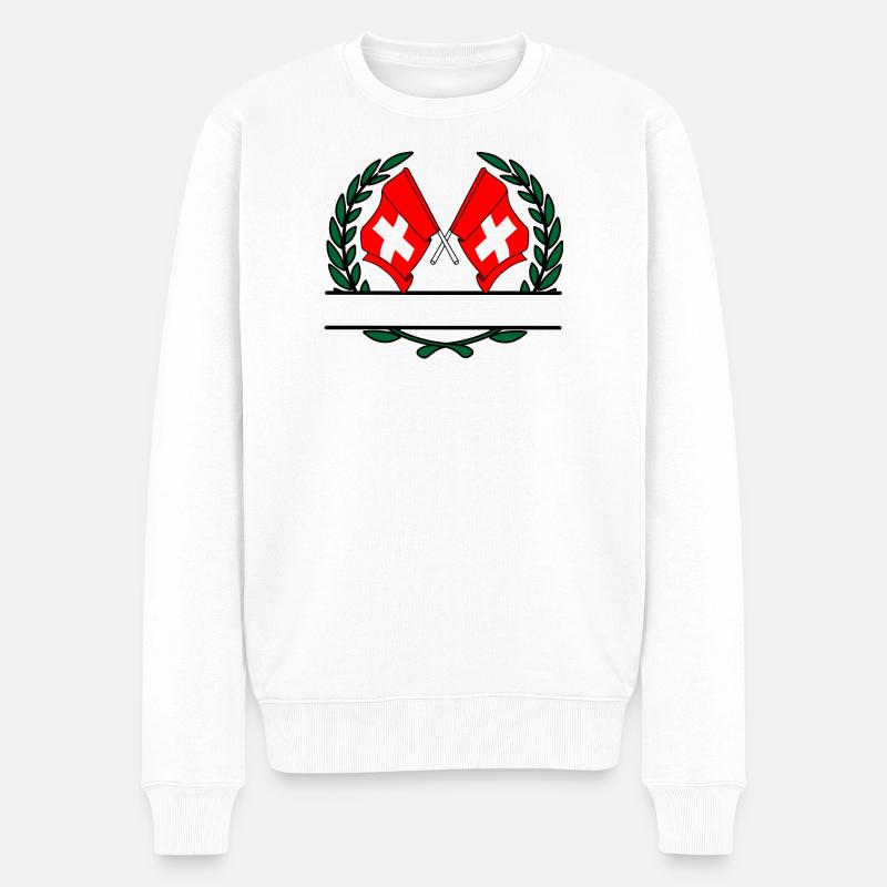 Drapeaux Suisse couronne de laurier bannière - Pull Premium bio Homme - blanc