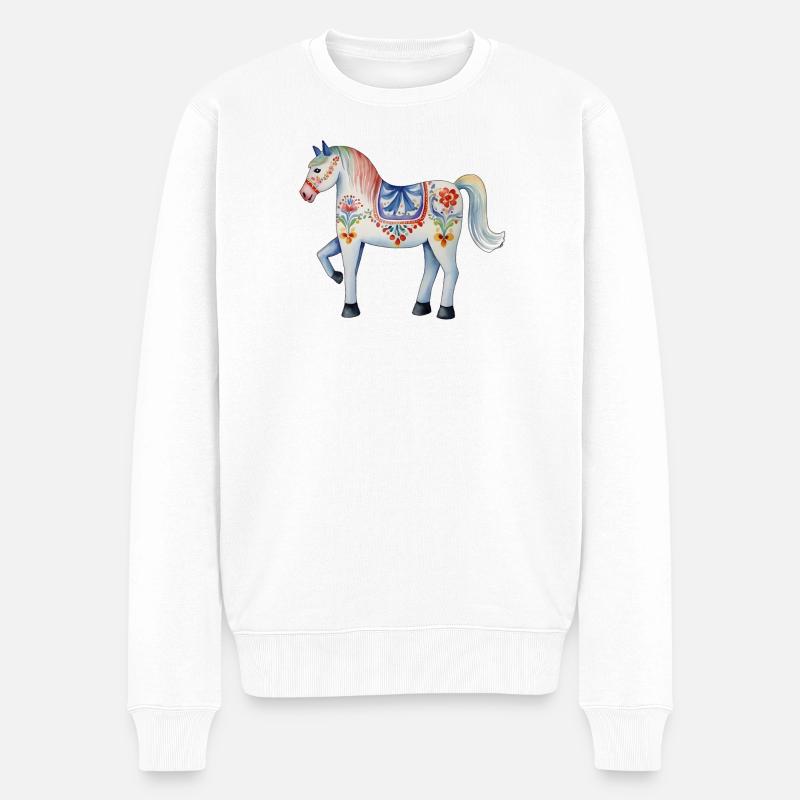 Dalapferd - Männer Premium Bio Pullover - Weiß