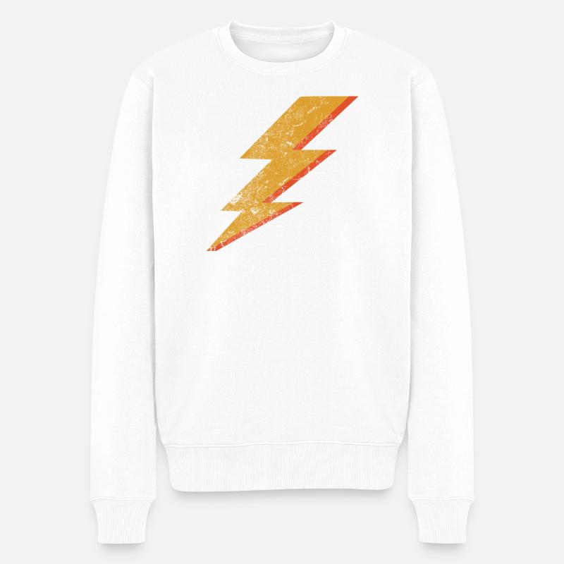 Éclair rouge et jaune de style grunge - Pull Premium bio Homme - blanc