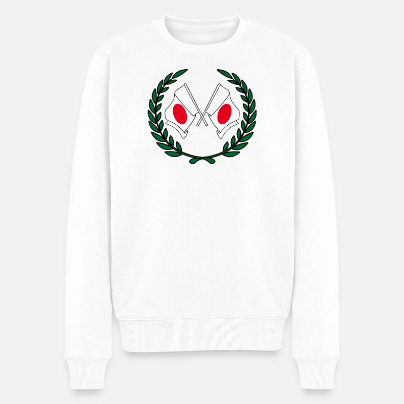 Drapeaux Japon en couronne de laurier - Pull Premium bio Homme - blanc