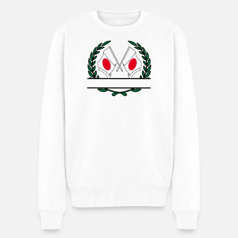 Drapeaux Japon bannière couronne de laurier - Pull Premium bio Homme - blanc