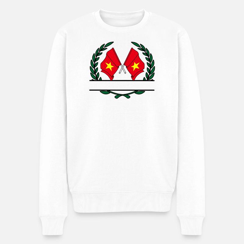 Drapeaux Vietnam bannière couronne de laurier - Pull Premium bio Homme - blanc