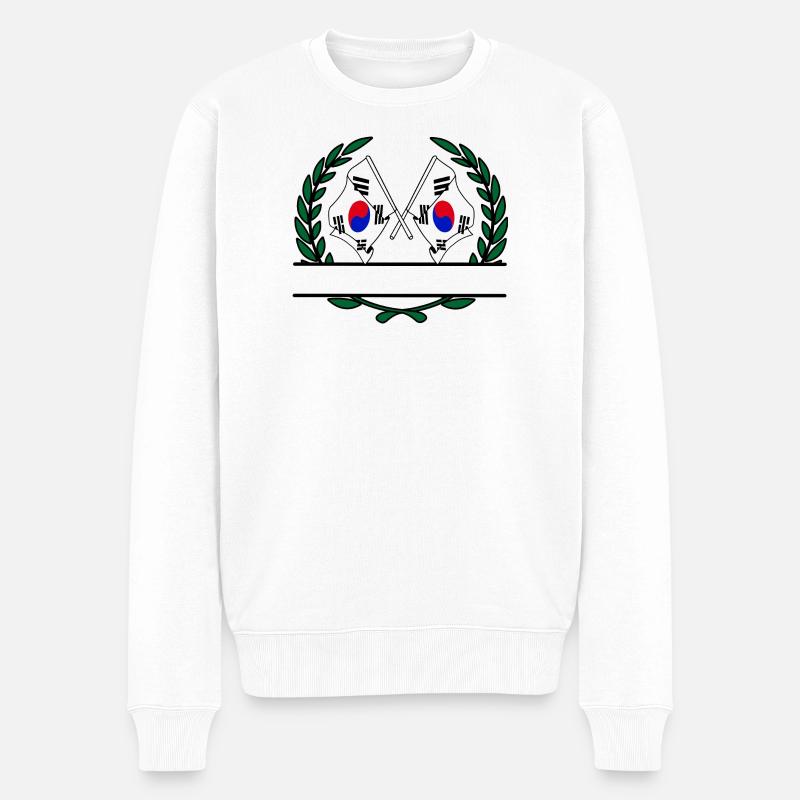 Flaggen Südkoreas Lorbeerkranz-Banner - Männer Premium Bio Pullover - Weiß