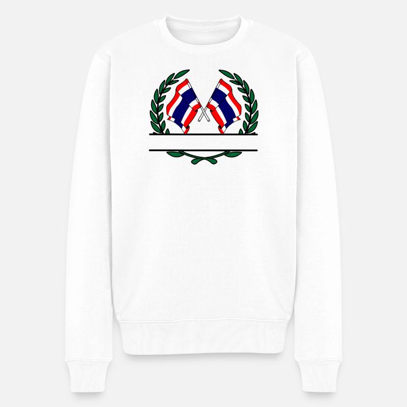 Drapeaux Thaïlande bannière couronne de laurier - Pull Premium bio Homme - blanc