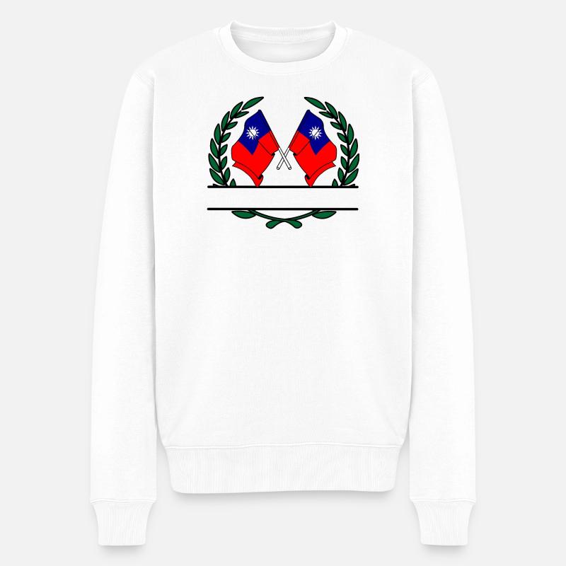 Flaggen Taiwan Lorbeerkranz-Banner - Männer Premium Bio Pullover - Weiß