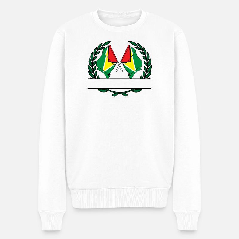 Flaggen Guyana-Lorbeerkranz-Banner - Männer Premium Bio Pullover - Weiß