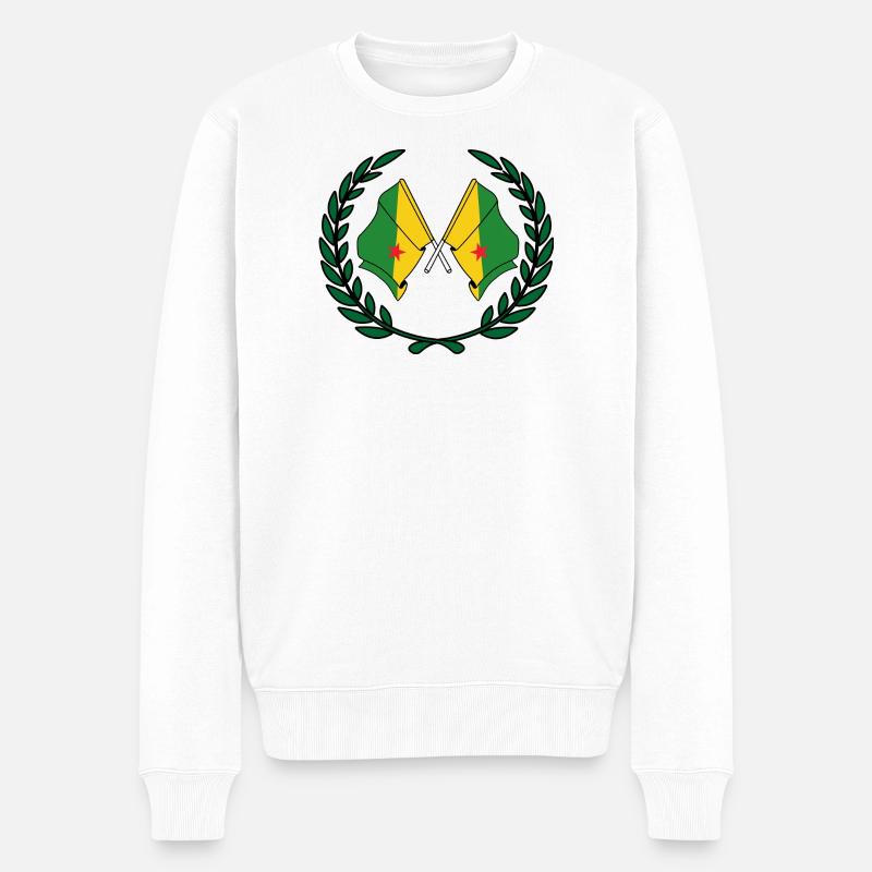 Drapeaux Guyane française en couronne de laurier - Pull Premium bio Homme - blanc