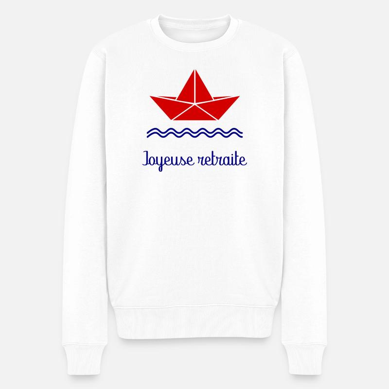 GLÜCKLICHER RUHESTAND - Männer Premium Bio Pullover - Weiß