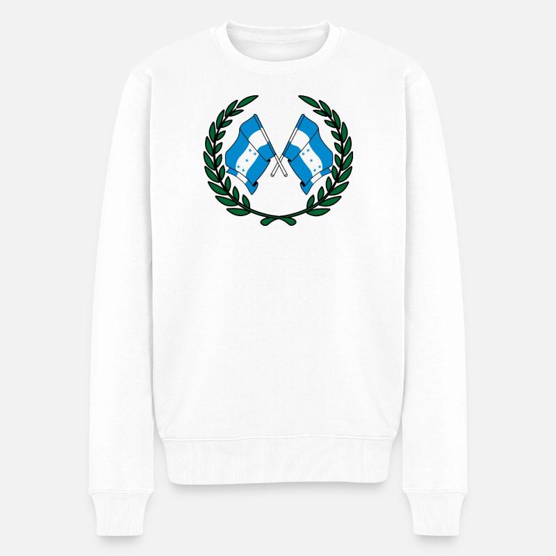 Drapeaux Honduras en couronne de laurier - Pull Premium bio Homme - blanc