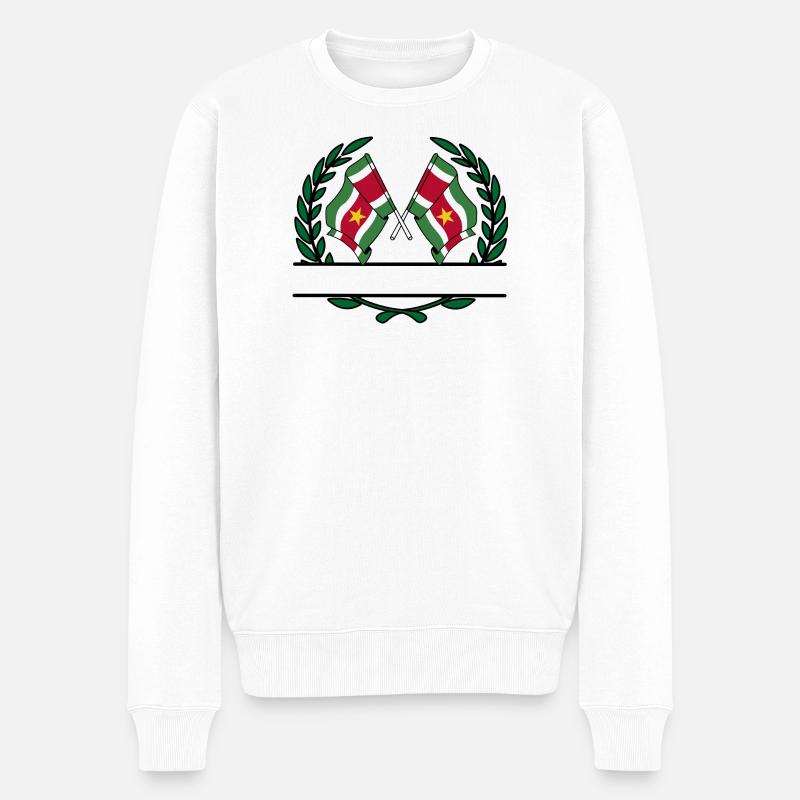 Flaggen Surinam-Lorbeerkranz-Banner - Männer Premium Bio Pullover - Weiß