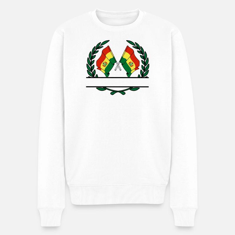 Drapeaux Bolivie bannière couronne de laurier - Pull Premium bio Homme - blanc