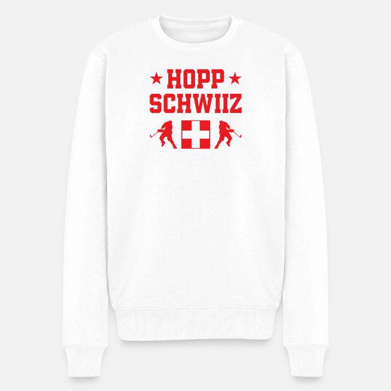 Hopp Schwiiz Eishockey Nationalmannschaft - Männer Premium Bio Pullover - Weiß