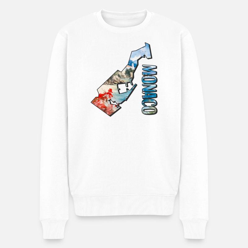 Carte à l’aquarelle Monaco - Pull Premium bio Homme - blanc