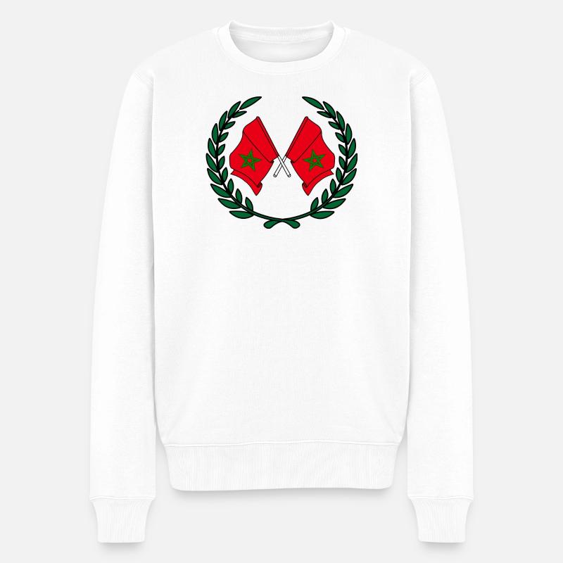 Drapeaux Maroc en couronne de laurier - Pull Premium bio Homme - blanc