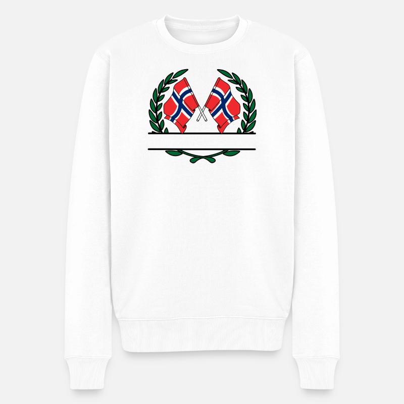 Fahnen Norwegen Lorbeerkranz Banner - Männer Premium Bio Pullover - Weiß