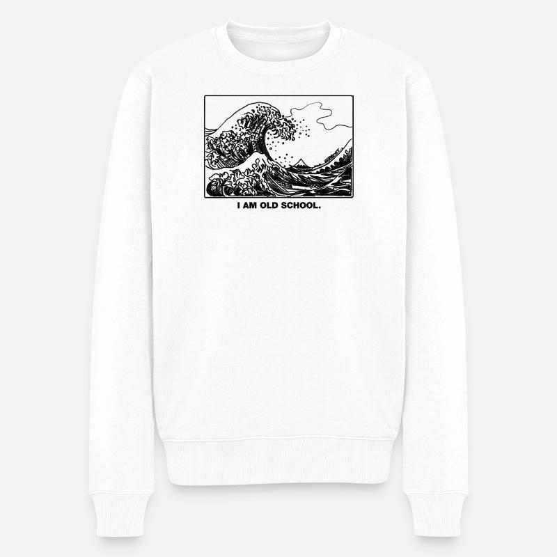 Old School Wave - Männer Premium Bio Pullover - Weiß