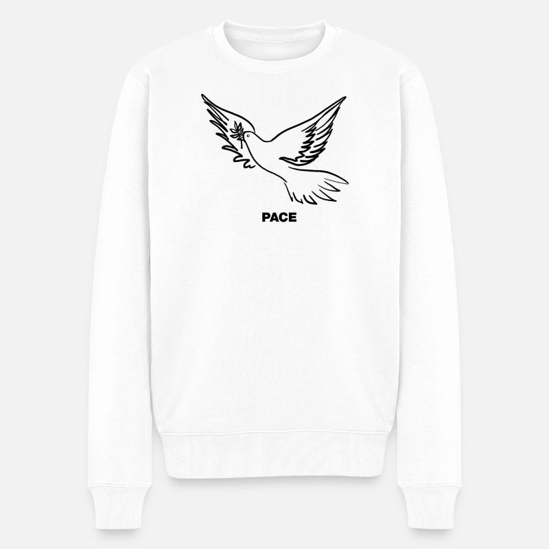 PACE - Friedenstaube - Männer Premium Bio Pullover - Weiß