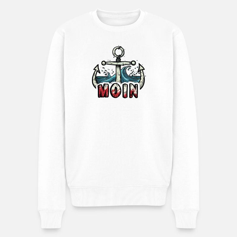 Ankerwellen MOIN Design - Männer Premium Bio Pullover - Weiß